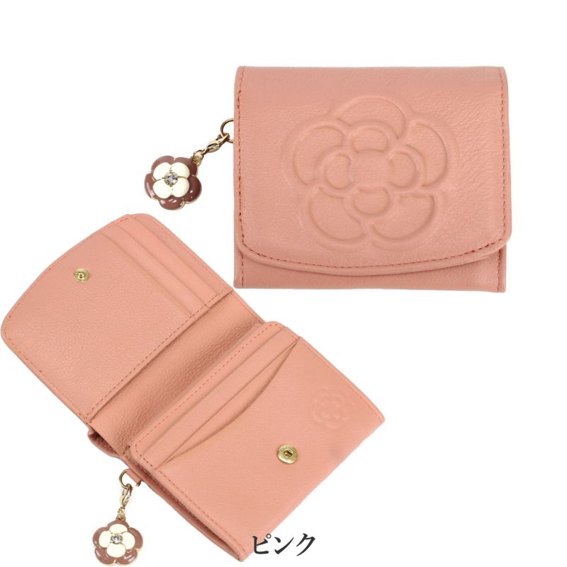 クレイサス CLATHAS 折り財布 BOX型 ワッフル 185435 レディース財布 二つ折り財布 花柄 使いやすい 本革 牛革 緑 黒 ピンク